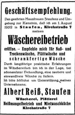 historische Werbeanzeige der Schlossberg-Wäscherei