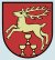 Das Wappen von Wettelbrunn: ein goldener Hirsch und drei goldene Kelche auf rotem Schild
