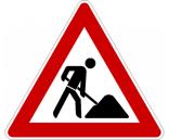 Das Bild zeigt das Verkehrszeichen für eine Baustelle.